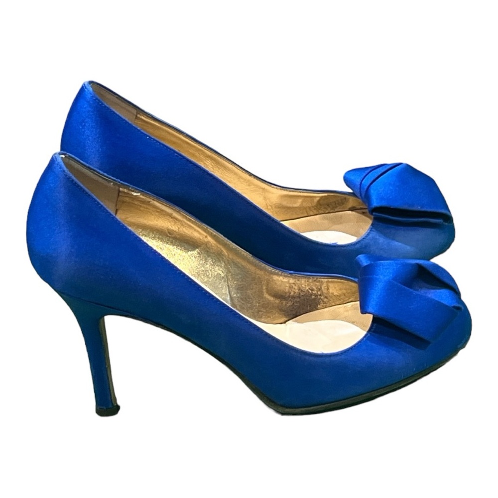 Kate Spade New York Peep Toe Blue Satin Pump Shoes Size 6. - Picture 1 of 7